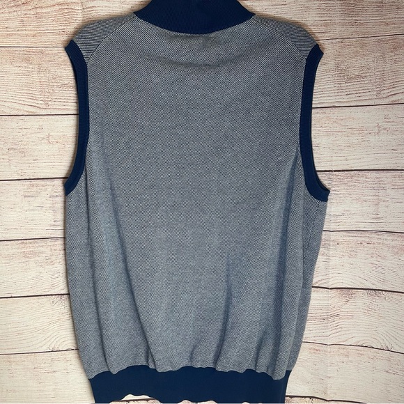 Men's Turtleson Knit Vest Size XL Full Zip Front Blue Mock Neck Pima Cotton EUC - Picture 6 of 8